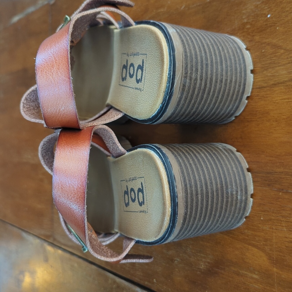 Pop Comfort Fit Brown Strappy Fisherman Lug Sole Women's Sandals, Size 9, NWOT - Picture 4 of 6